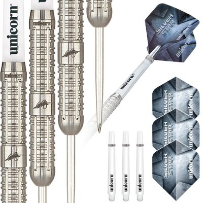 Unicorn Darts Seigo Asada Silver Star - 80 Percent Tungsten Steel Tip Dart, Silver, 24 g