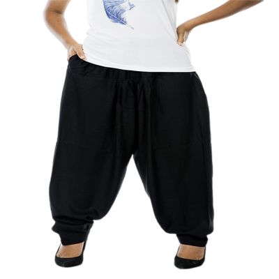Womens Plain Black Rayon Salwar Pants with Pocket & Elastic Waist Closure Indian Yoga Kurti Pants