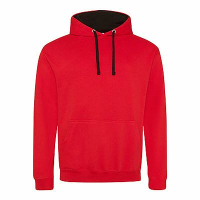 Adult 80/20 Midweight Varsity Contrast Hooded Sweatshirt XL FIRE RD/ JET BLK