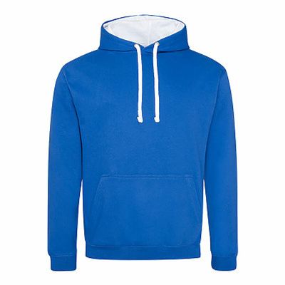 Adult 80/20 Midweight Varsity Contrast Hooded Sweatshirt S ROYL BL/ ARC WHT