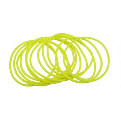 Ladies 80s 90s Fancy Gummy Rubber Bangles Pack Of 12 Wristbands Womens Dance Party Wear Accessory Neon Yellow