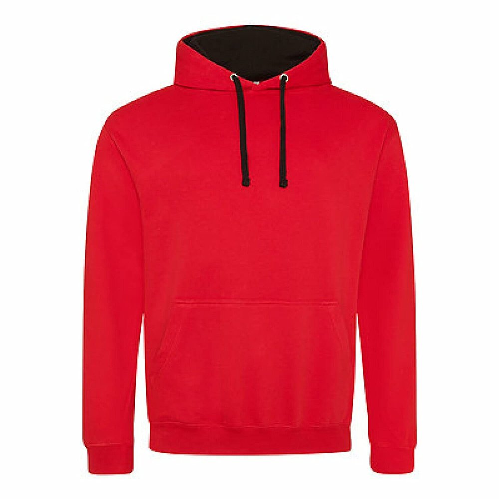 Adult 80/20 Midweight Varsity Contrast Hooded Sweatshirt L FIRE RD/ JET BLK