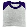 ILTEX Plain Raglan Lightweight Cotton and Polyester T-Shirt 3/4 Sleeves Athletic Baseball Jersey Unisex Multi Function Sports, Outdoors and Gym (Gray/Purple, X-Large) view 2