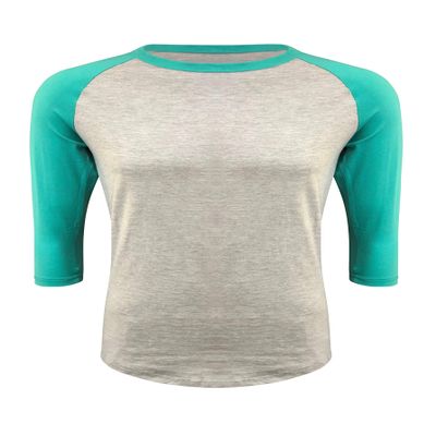 ILTEX Plain Raglan Lightweight Cotton and Polyester T-Shirt 3/4 Sleeves Athletic Baseball Jersey Unisex Multi Function Sports, Outdoors and Gym (Gray/Tiffany, Large)