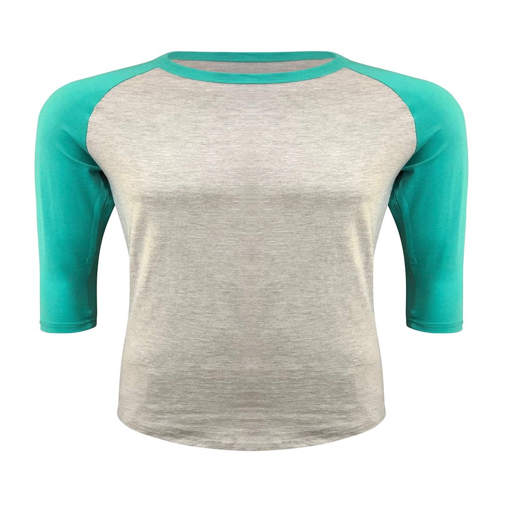 ILTEX Plain Raglan Lightweight Cotton and Polyester T-Shirt 3/4 Sleeves Athletic Baseball Jersey Unisex Multi Function Sports, Outdoors and Gym (Gray/Tiffany, Large)