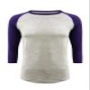 ILTEX Plain Raglan Lightweight Cotton and Polyester T-Shirt 3/4 Sleeves Athletic Baseball Jersey Unisex Multi Function Sports, Outdoors and Gym (Gray/Purple, 2X-Large) view 1