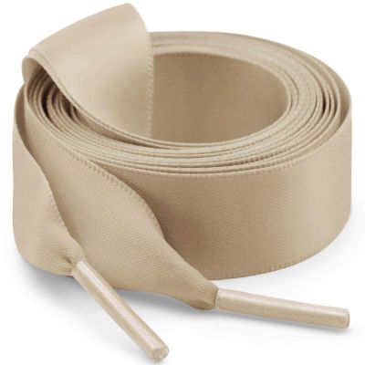 WEGOODZF Flat Satin Ribbon Shoelaces: 2cm Wide 39 inch Khaki Silk Shoe Laces for Women -2 Pair