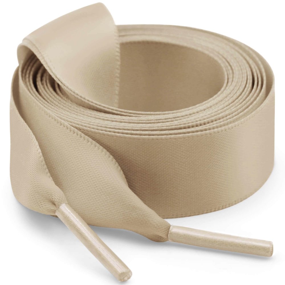 WEGOODZF Flat Satin Ribbon Shoelaces: 2cm Wide 39 inch Khaki Silk Shoe Laces for Women -2 Pair