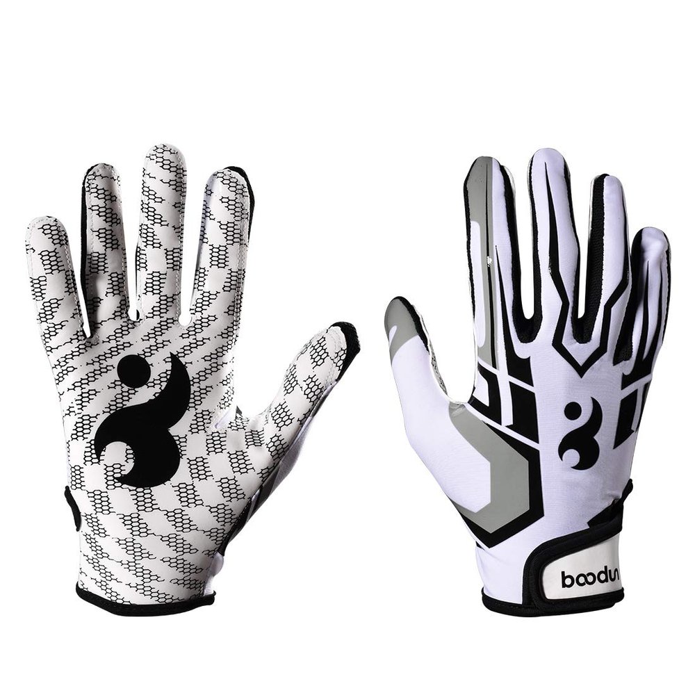 Football Gloves Baseball/Softball Batting Gloves Super Grip Finger Fit for Adult and Youth (White, L)
