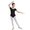 Agoky Kids Girls Classic Cotton Short Sleeve Gymnastic Leotard Ballet Dance Unitard Biketard Athletic Shirt Top Yoga Bodysuit Black 12 Years view 1