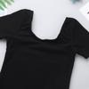 Agoky Kids Girls Classic Cotton Short Sleeve Gymnastic Leotard Ballet Dance Unitard Biketard Athletic Shirt Top Yoga Bodysuit Black 12 Years view 4