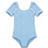 Agoky Kids Girls Classic Cotton Short Sleeve Gymnastic Leotard Ballet Dance Unitard Biketard Athletic Shirt Top Yoga Bodysuit Blue 6 Years view 3