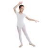 Agoky Kids Girls Classic Cotton Short Sleeve Gymnastic Leotard Ballet Dance Unitard Biketard Athletic Shirt Top Yoga Bodysuit White 6 Years view 1