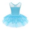 Agoky Girls Sequined Sleeveless Ballet Dance Leotard Tutu Skirted Dress Costumes Blue 5-6 view 3
