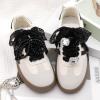 WEGOODZF Lace Shoelaces, 2 Pairs 3CM Wide Lacy Shoe Laces for Sneakers, 47 inch Black Women Lace Shoes Strings view 2