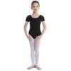 Agoky Kids Girls Classic Cotton Short Sleeve Gymnastic Leotard Ballet Dance Unitard Biketard Athletic Shirt Top Yoga Bodysuit Black 10 Years view 2