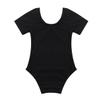 Agoky Kids Girls Classic Cotton Short Sleeve Gymnastic Leotard Ballet Dance Unitard Biketard Athletic Shirt Top Yoga Bodysuit Black 10 Years view 3
