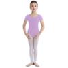 Agoky Kids Girls Classic Cotton Short Sleeve Gymnastic Leotard Ballet Dance Unitard Biketard Athletic Shirt Top Yoga Bodysuit Purple 10 Years view 2