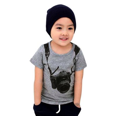 Baby Tees for 1-5 Years Old,Cute Toddler Boys Girls Kids Camera Short Sleeve Tops T Shirt (Gray, 5-6 Years Old)