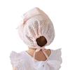 Baby Girl Toddlers Breathable Lacy Bonnet Eyelet Cotton Adjustable Sun Protection Hat Pink view 2
