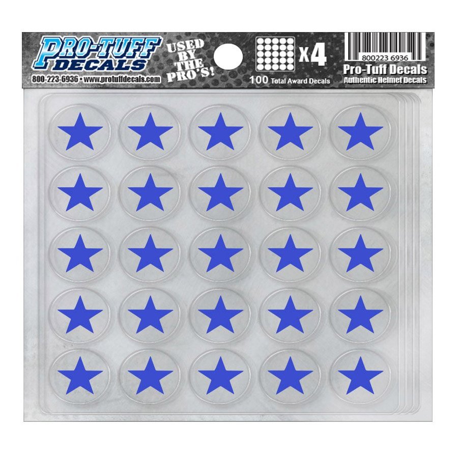 Pro-Tuff Decals Star Award Decals 20 mil Professional Vinyl 1-1/8" Diameter (Royal on Clear)