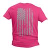 Haase Unlimited Silver American Flag - USA Patriotic Freedom Men's T-Shirt (Pink - Back Print, Medium) view 1