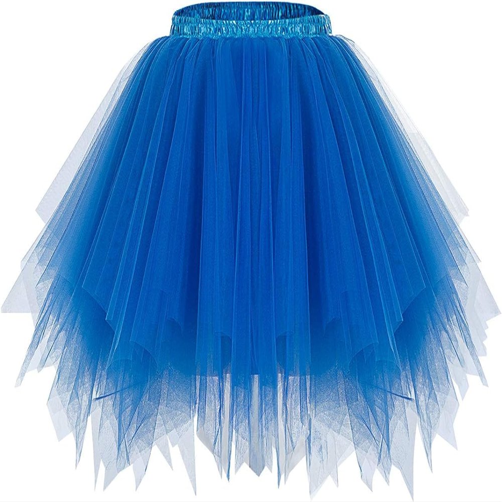 WOWBRIDAL Vintage 1950s Short Tulle Petticoat Ballet Bubble Tutu (Royal Blue, Small/Medium)