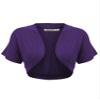 LL WSK1785 Womens Short Sleeve Cropped Bolero Shrug Open Cardigan XL Dark_Purple view 1