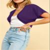 LL WSK1785 Womens Short Sleeve Cropped Bolero Shrug Open Cardigan XL Dark_Purple view 2