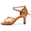 HIPPOSEUS Women's Beige Latin Dance Shoes Ankle Strap Ballroom Salsa Bachata Dancing Shoes Suede Outsole,5 B(M) US view 2