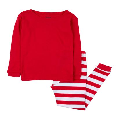 Leveret Kids & Toddler Boys Pajamas Christmas 2 Piece Pjs Set 100% Cotton (Size 14 Years, Red Top & Striped)