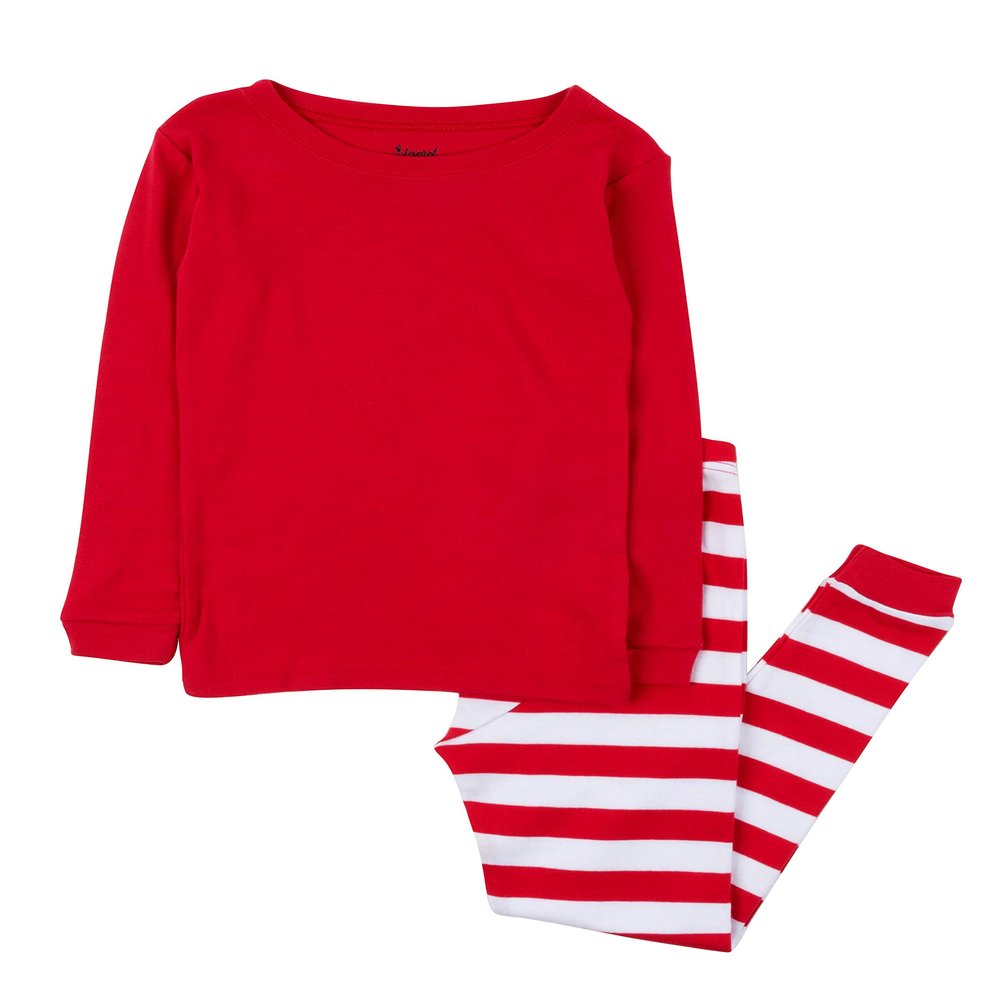 Leveret Kids & Toddler Boys Pajamas Christmas 2 Piece Pjs Set 100% Cotton (Size 14 Years, Red Top & Striped)