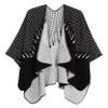 EXCHIC Womens Retro Warm Shawls Poncho Cape Floral Printed Open Front Cardigans Sweater (2 Black) view 1