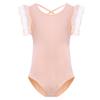 Alvivi Girls' Basic Ruffles Sleeve Gymnastics Dance Leotards Camisole Ballet Dancewear Peach-Orange 3 view 1