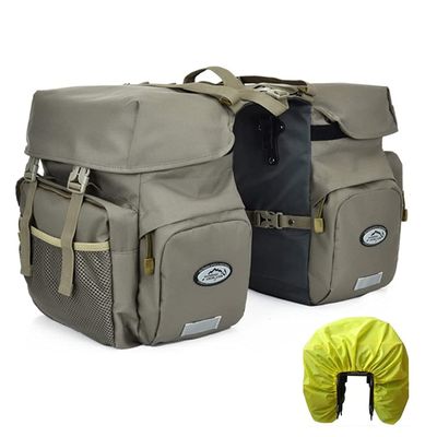 ZTZ 50L Panniers Bike Bags, Waterproof Bike Panniers Made of High-Density 600D Polyester for Durable Use, Bike Saddle Bag come with Reflective Trim and Rain Cover, Easy Organize in 7 inch Rack(Gray)