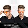 ATTCL Polarized Sunglasses for Men Driving: Lightweight Al-Mg Metal Frame Square Semi Rimless UV Protection for Travel Hiking 8188 red view 2