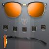 ATTCL Polarized Sunglasses for Men Driving: Lightweight Al-Mg Metal Frame Square Semi Rimless UV Protection for Travel Hiking 8188 red view 3