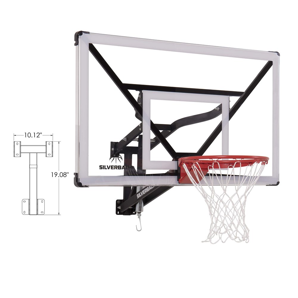 Silverback NXT 54" Wall Mounted Basketball Hoop, Adjustable Height from 7.5 to 10 Indoor / Outdoor Basketball Hoop with QuickPlay Design, White, Alloy Steel