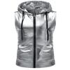 ZEROYAA Mens Hipster Metallic Zip Up Sleeveless Hooded Vest T Shirt with Kangaroo Pocket Z86 Silver XX-Large view 1