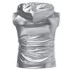 ZEROYAA Mens Hipster Metallic Zip Up Sleeveless Hooded Vest T Shirt with Kangaroo Pocket Z86 Silver XX-Large view 2