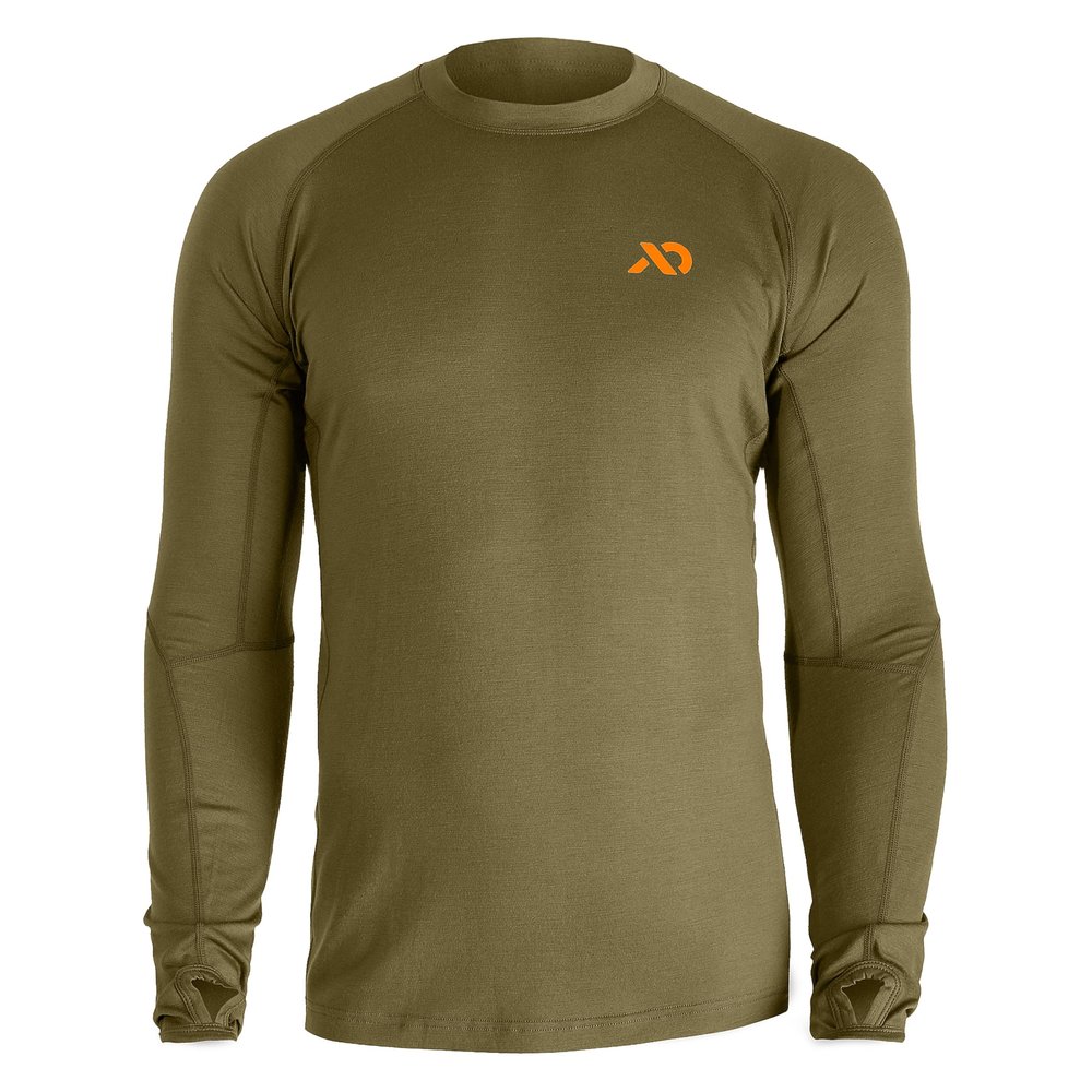First Lite Men's Wick Long Sleeve Crew - Merino Wool Camo Hunting Base Layer, UV Protection Moisture Management Shirt, Conifer, X-Large