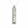 AJ's Collection Personalized Rectangle Open Name Sterling Silver Necklace With Birthstone Setting. Customized Name Charm, Choice of 925 Chain view 1