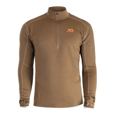 First Lite Men's Kiln Quarter-Zip - Merino Wool Midweight Hunting Base Layer - Dry Earth - Large