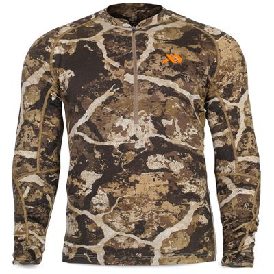First Lite Men's Wick Quarter Zip - Ultralight Merino Wool Camo Hunting Baselayer - First Lite Cipher - Medium