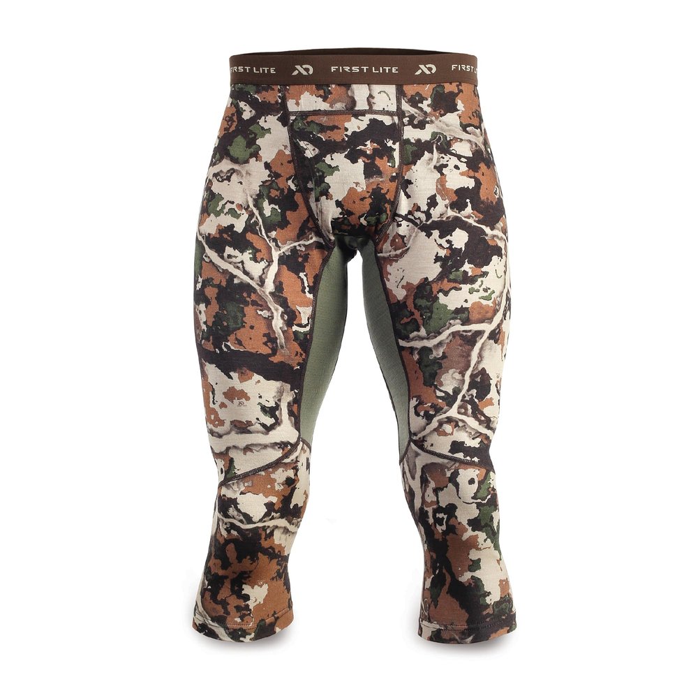 First Lite Men's Wick Boot Top - Ultralight Merino Wool Baselayer Camo Pant Bottoms - First Lite Fusion - X-Large