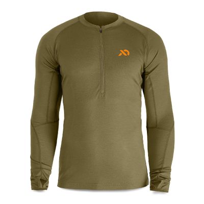First Lite Men's Wick Quarter Zip - Ultralight Merino Wool Hunting Shirt - Conifer - Medium