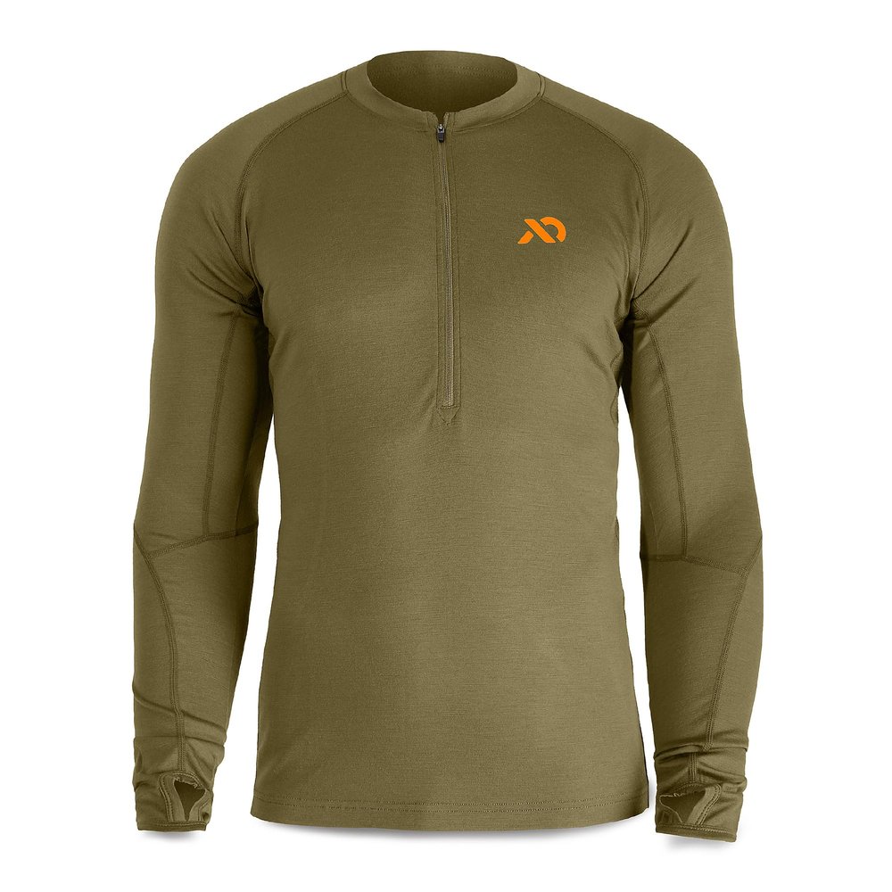 First Lite Men's Wick Quarter Zip - Ultralight Merino Wool Hunting Shirt - Conifer - Medium