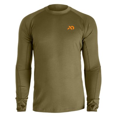 First Lite Men's Wick Long Sleeve Crew - Merino Wool Camo Hunting Base Layer, UV Protection Moisture Management Shirt, Conifer, Large