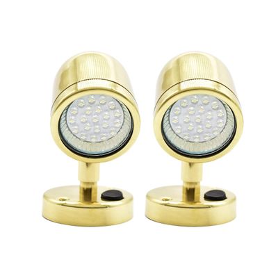 MARINE CITY Brass Swivel Head Cabin Reading LED Light, Durable, Adjustable, Versatile, MR 16-3 W for Marines, Boats, Yachts, Ships (Pack of 2)