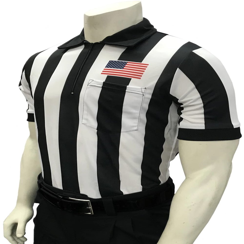 Smitty Men's Short Sleeve Football Referee Shirt with 2 inch Stripes & USA Flag (4X-Large)